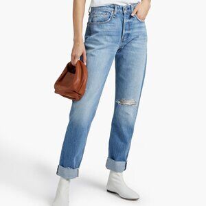 RAG & BONE ROSA MID-RISE BOYFRIEND JEAN denim straight raw hem distressed sz 28